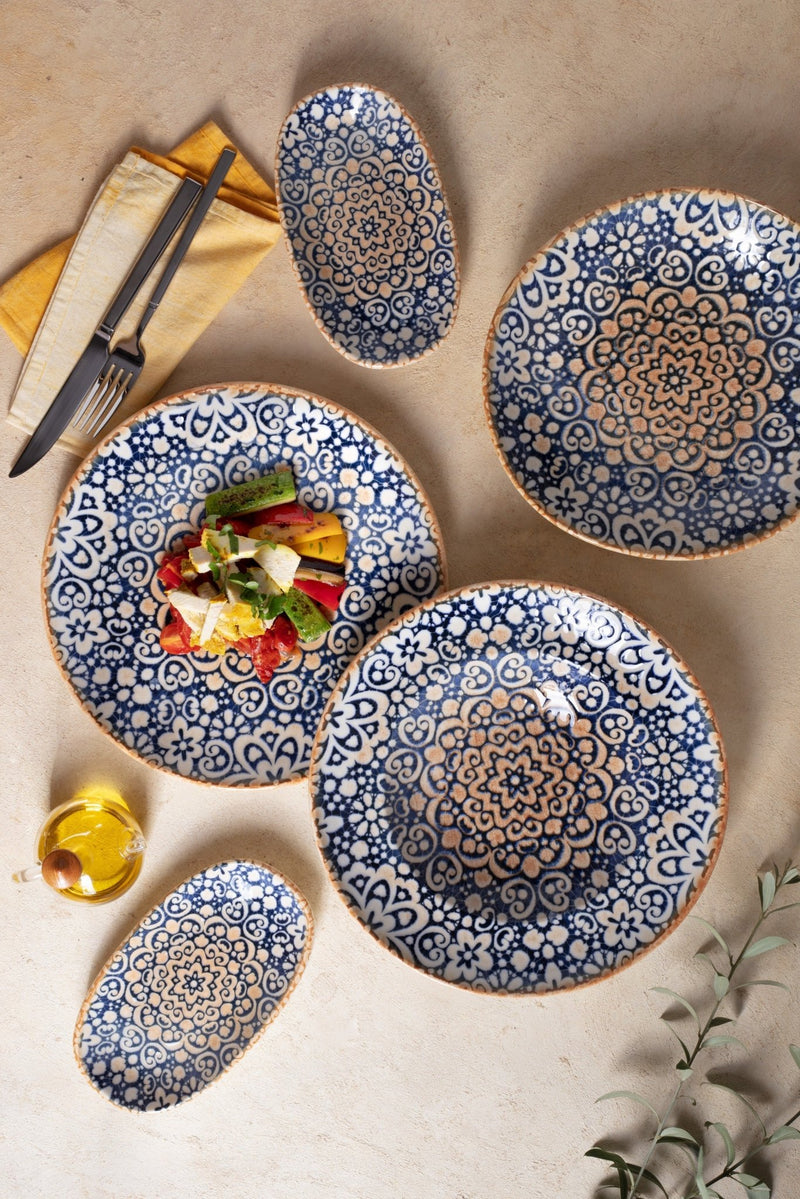 Lot De 6 Assiettes à Dessert Bonna Patera 21 Cm – Porcelaine Fine Inspirée Patara – Micro-ondes, Four, Lave-vaisselle