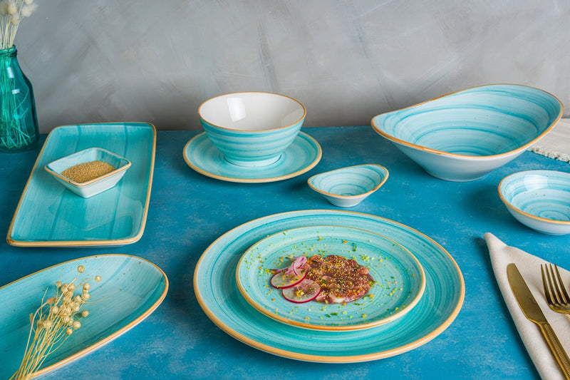 Bonna Aqua blue service plate 25x19 cm Chaplinhome Tableware