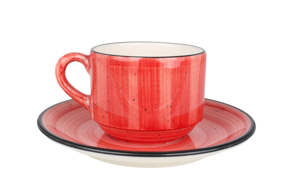 Aura Passion Tea cup with saucer - 210cc - set of 6
