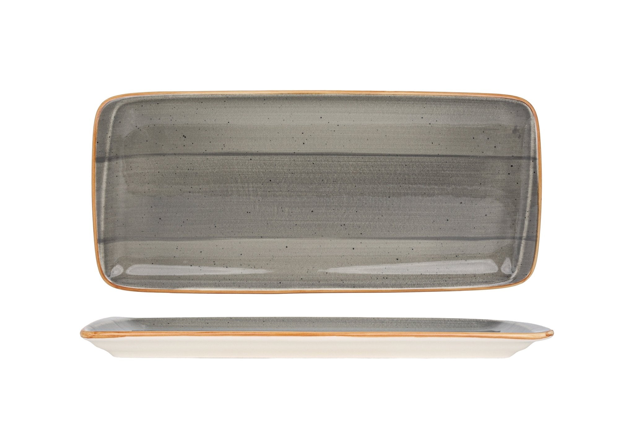 Bonna Aura Space Rectangular Service Plate 34x16 cm | Grey Spiral ...