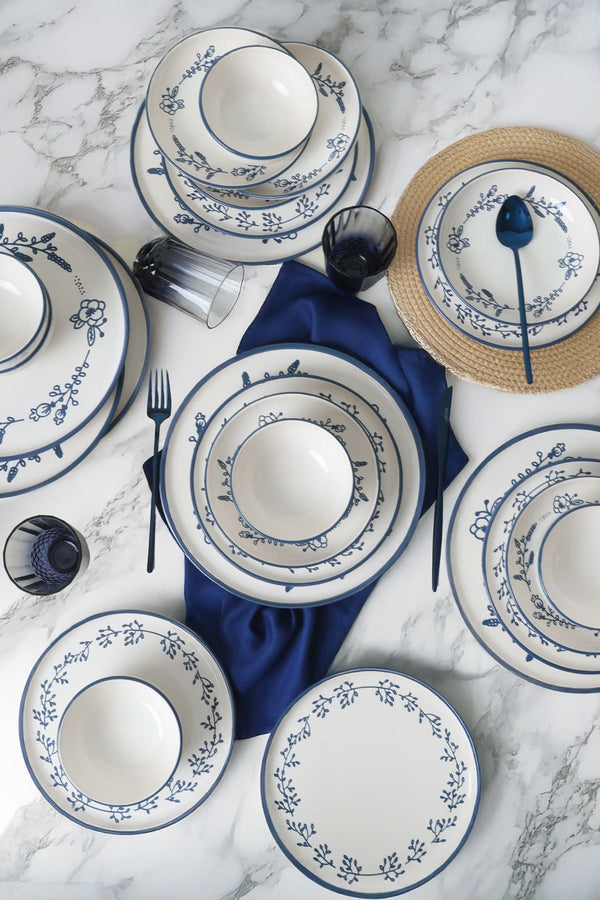 Blue Bloom Dinnerware Set 24 pcs - Chaplin Home