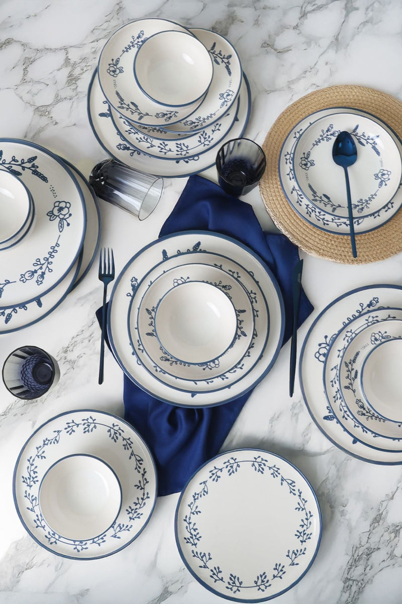 Blue Bloom Dinnerware Set 24 pcs - Chaplin Home