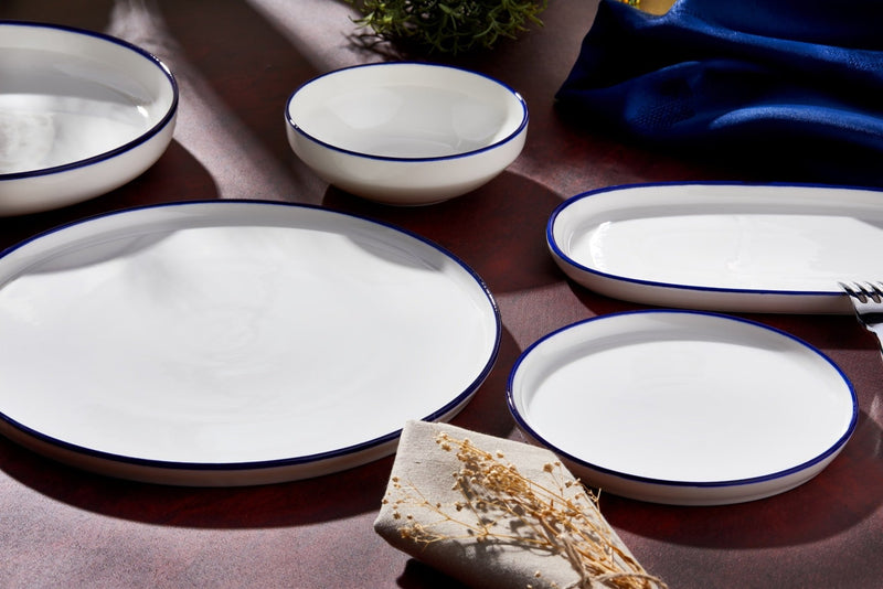 Blue Edge Dinnerware Set 24 pc's - Chaplin Home