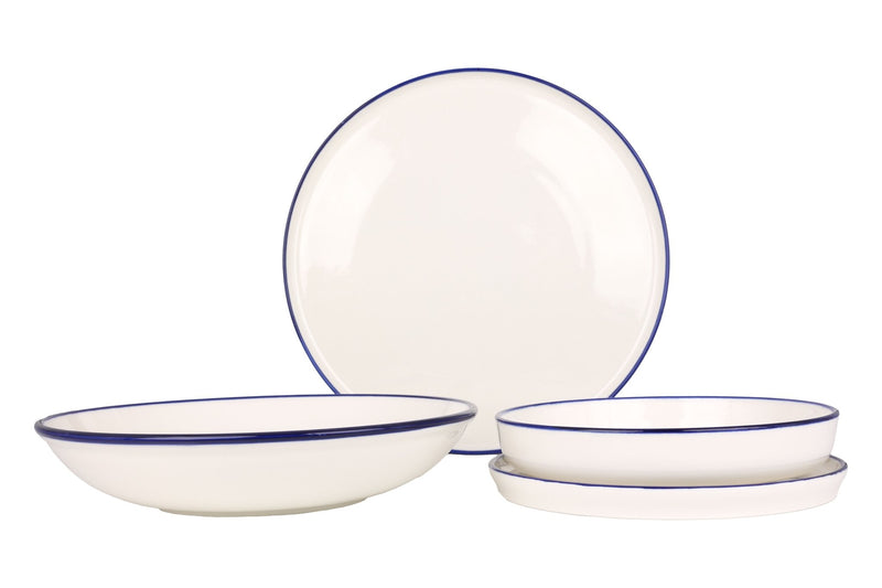 Blue Edge Dinnerware Set 24 pc's - Chaplin Home