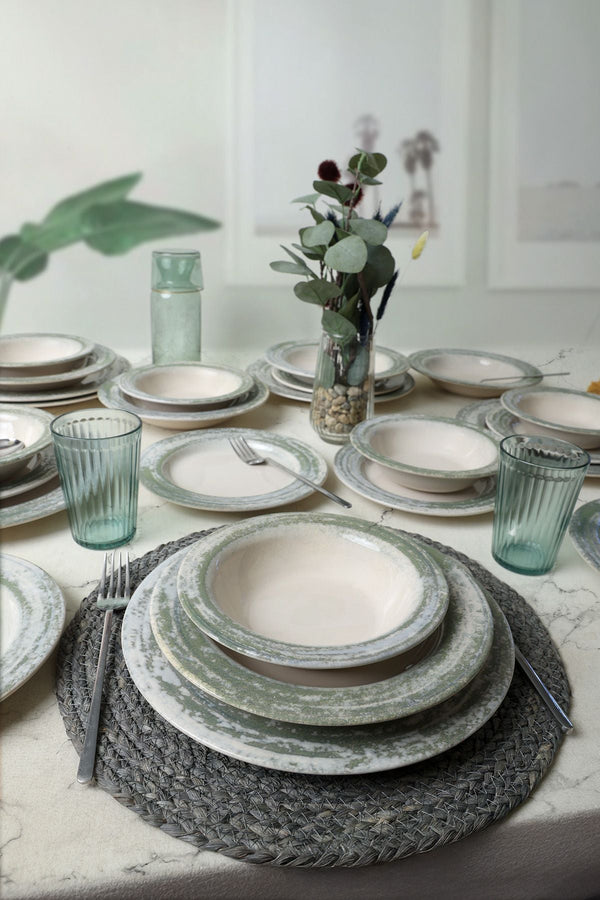 Deep Green Assos Dinnerware Set 24 pcs - Chaplin Home