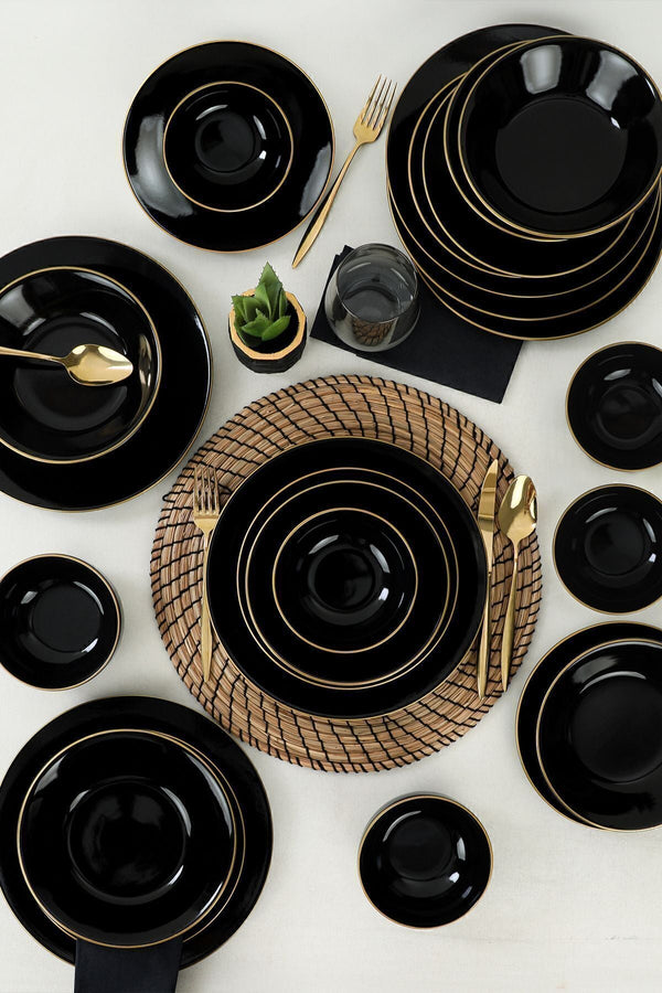 Ege Black Gold Dinnerware Set 44 pcs - Chaplin Home