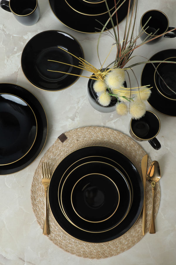 Ege Black/Gold Dinnerware Set 30 pcs - Chaplin Home