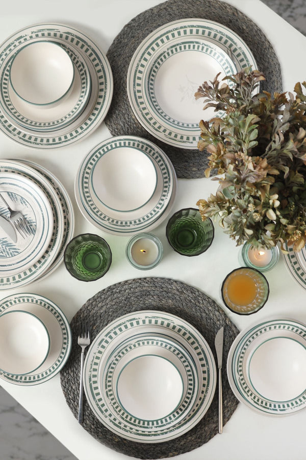 Green Leaf Dinnerware Set 24 pcs - Chaplin Home