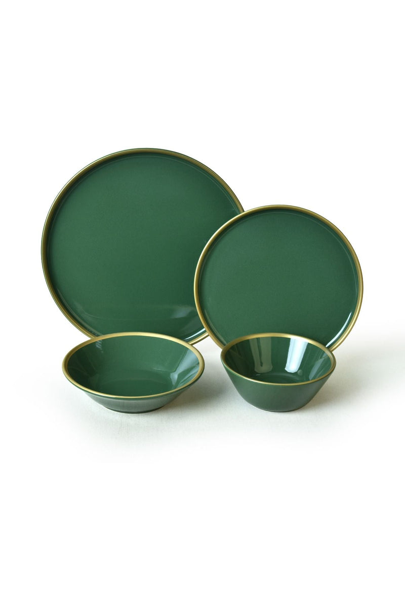 Green/Gold Nordic Dinnerware Set 24 pcs - Chaplin Home