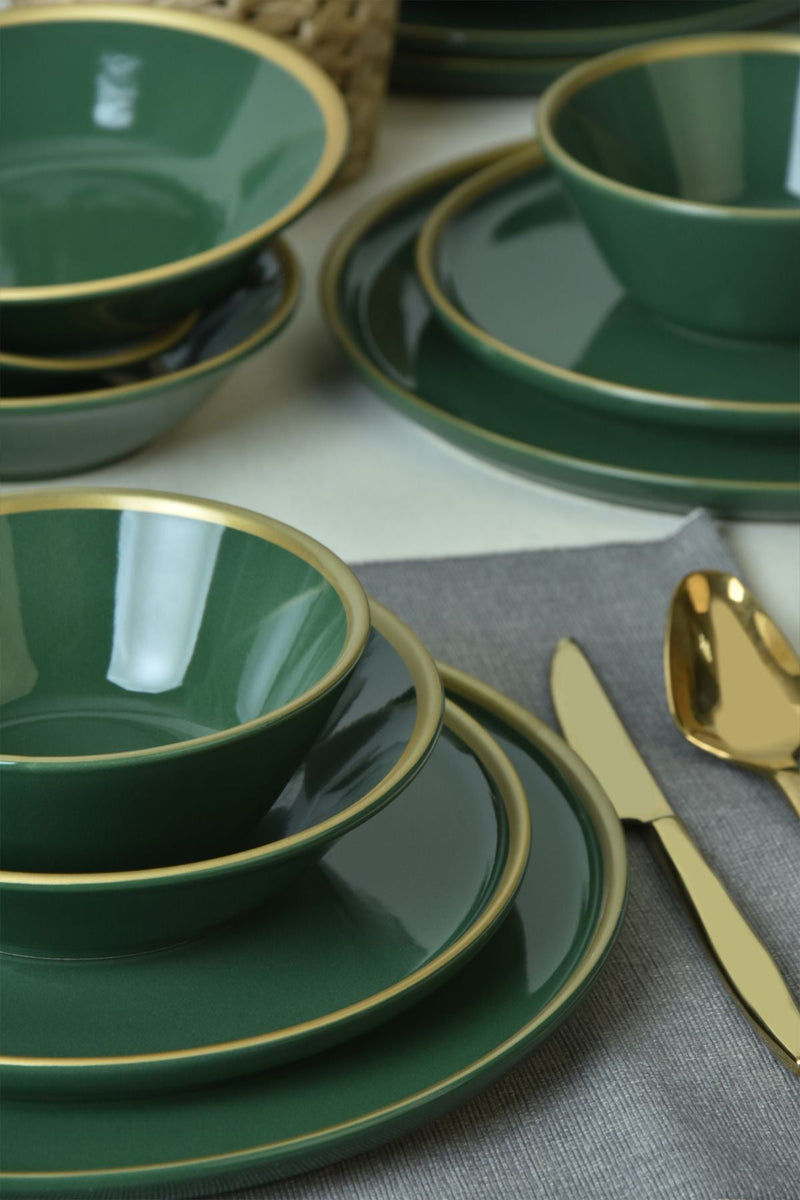 Green/Gold Nordic Dinnerware Set 24 pcs - Chaplin Home