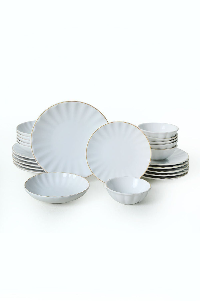 Keraart Beyaz Gold File Sirius Dinnerware Set 24 pcs - Chaplin Home