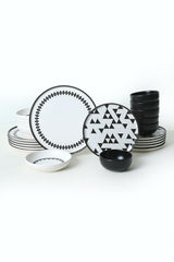 Keraart Black Pattern Nordic Dinnerware Set 24 pcs - Chaplin Home