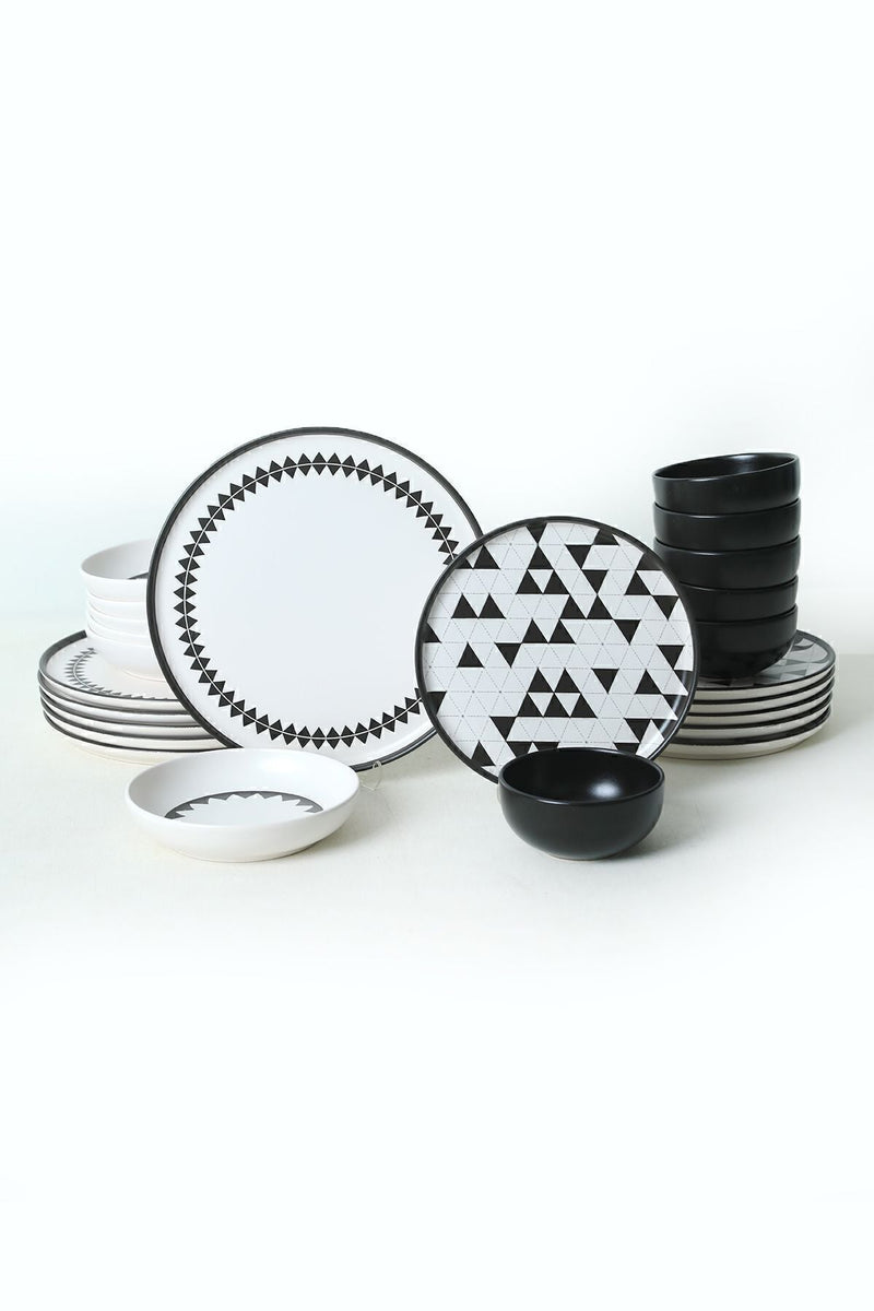 Keraart Black Pattern Nordic Dinnerware Set 24 pcs - Chaplin Home