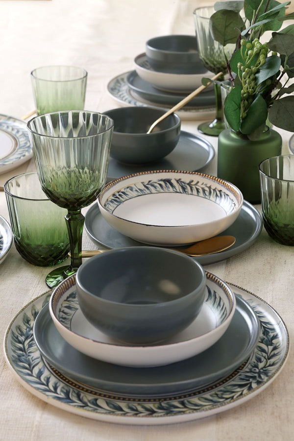 Keraart Green Frame Dinnerware Set 24 pcs - Chaplin Home