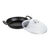 Støbejernsstegepande med glaslåg - 24 cm