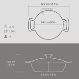 Støbejernsstegepande med glaslåg - 24 cm
