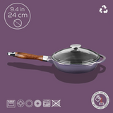 Sartén de hierro fundido con tapa de cristal - 24 cm