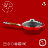 Cast Iron Frying Pan With Glass Lid - 24 cm