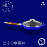 Gietijzeren Koekenpan Met Glazen Deksel - 28 cm
