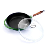 Frigideira em ferro fundido com tampa de vidro - 28 cm