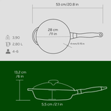 Frigideira em ferro fundido com tampa de vidro - 28 cm