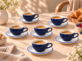 Lavis Blue Kaffeetasse mit Untertasse – 250 ml – 6er-Set