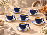 Lavis Blue Sada 6 šálků na espresso (80cc) a podšálků