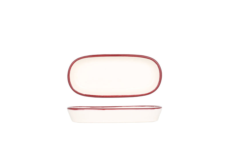 Linea Burgundy Oval Service Plate 14 cm - Chaplin Home