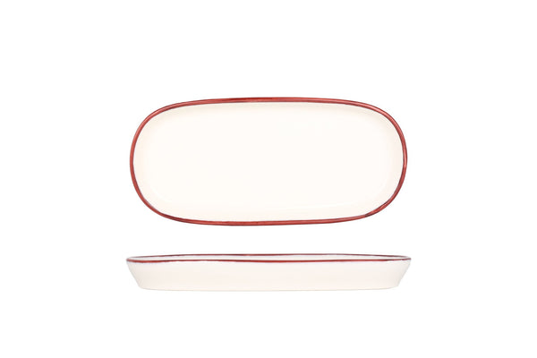 Linea Burgundy Oval Service Plate 18 cm - Chaplin Home