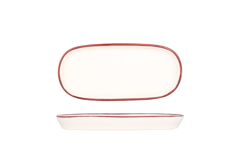 Linea Burgundy Oval Service Plate 18 cm - Chaplin Home