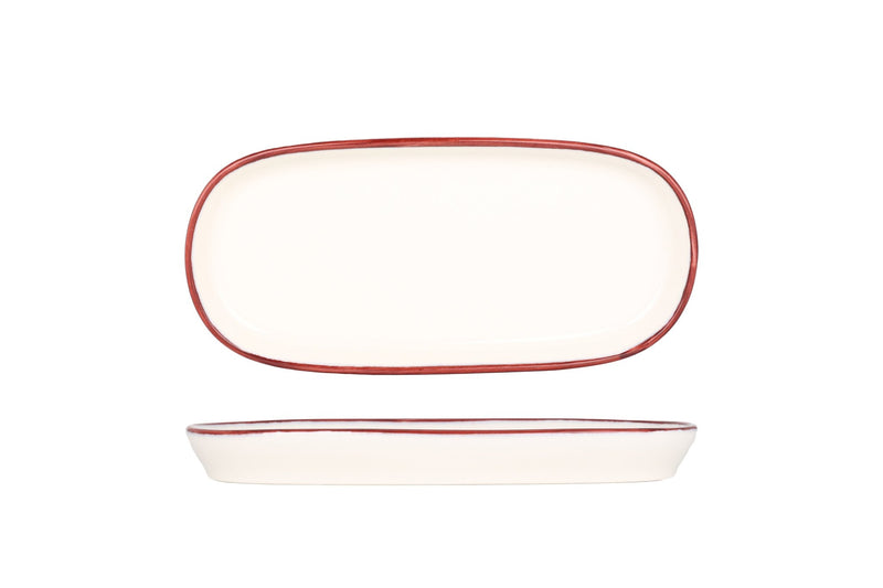 Linea Burgundy Oval Service Plate 25 cm - Chaplin Home