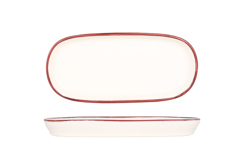Linea Burgundy Oval Service Plate 30 cm - Chaplin Home