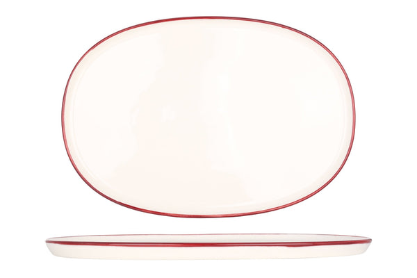 Linea Burgundy Oval Service Plate 34 cm - Chaplin Home
