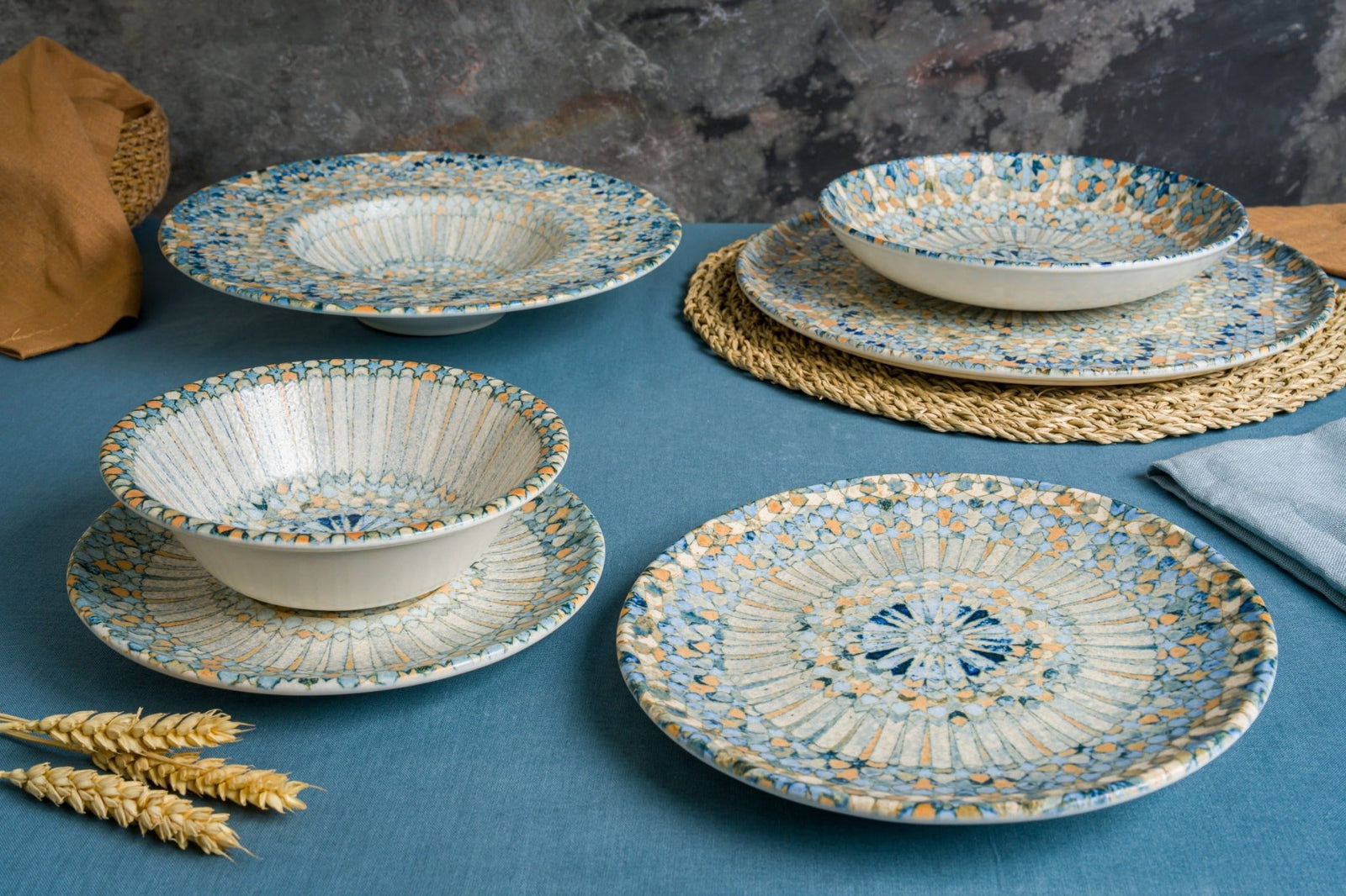 Bonna Luca Mosaic - pasta plate 28 cm - premium porcelain