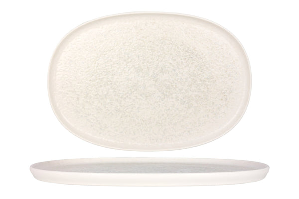 Lunar White Oval Service Plate 34 cm - Chaplin Home