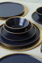 Mat Navy Blue/Gold Dinnerware Set 24 pcs - Chaplin Home