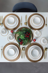 Mat White/Gold Stackable Dinnerware Set 20 pcs - Chaplin Home