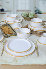 Mat White/Gold Stackable Dinnerware Set 20 pcs - Chaplin Home