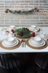 Mat White/Gold Stackable Dinnerware Set 20 pcs - Chaplin Home