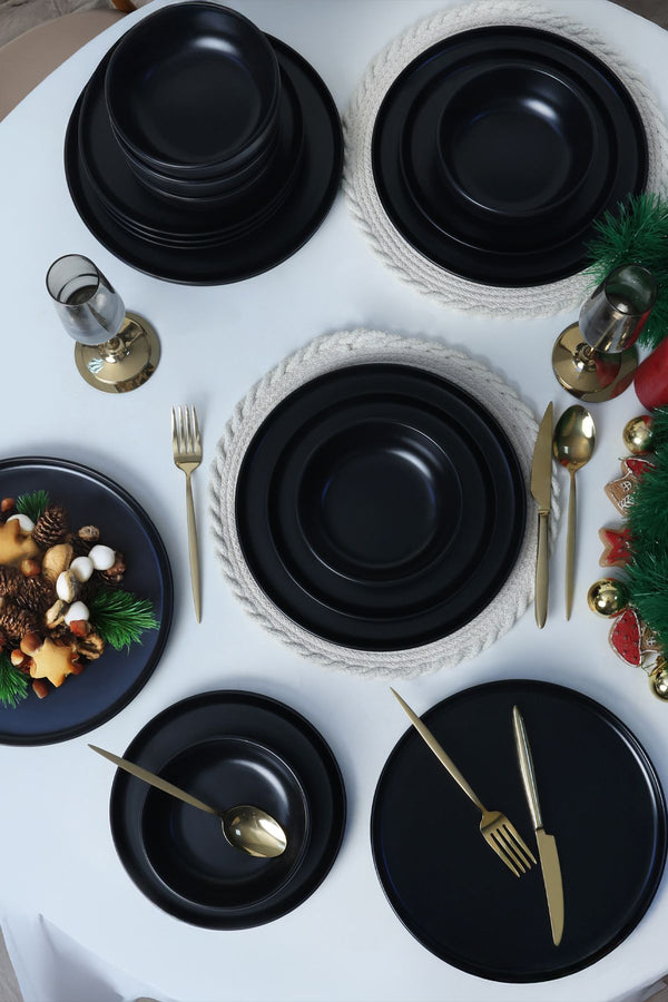 Nordic Mat Black Dinnerware Set 18 pcs - Chaplin Home