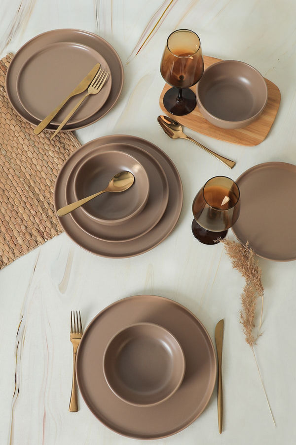 Nordic Mat Taupe Dinnerware Set 18 pcs - Chaplin Home