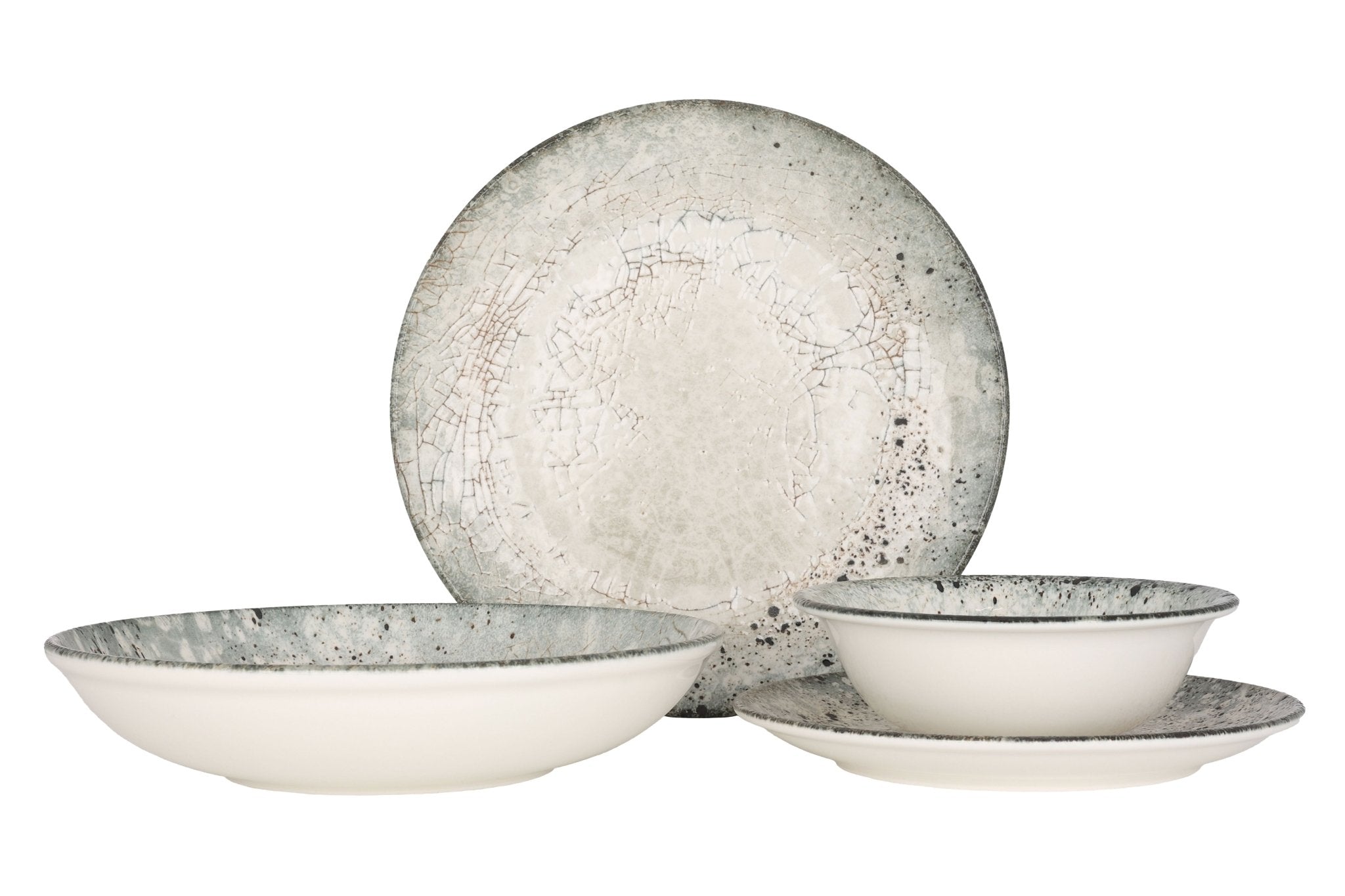 Rinart Service De Vaisselle Aztec - 24 Pièces Pour 6 Personnes - Porcelaine Résistante Micro-ondes Et Lave-vaisselle