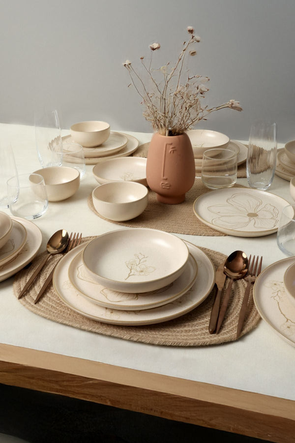 Taupe Bloom Nordic Dinnerware Set 24 pcs - Chaplin Home