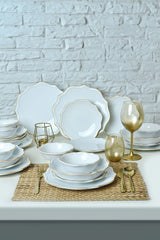 White/Gold Romeo Dinnerware Set 24 pcs - Chaplin Home