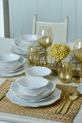 White/Gold Romeo Dinnerware Set 24 pcs - Chaplin Home